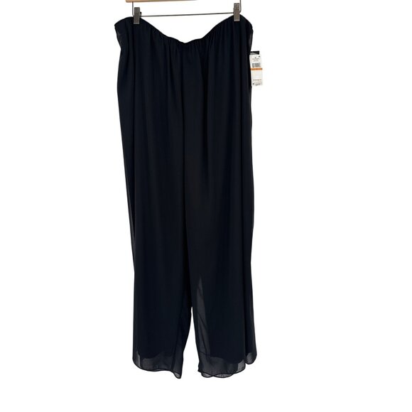 Alex Evenings Womens size 3X plus Black Chiffon Wide Leg Pants New $99 - Picture 2 of 7